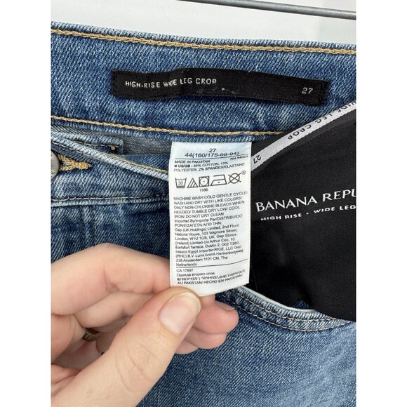 Banana Republic Wide Leg High Rise Crop Jean Women 27 Blue Wash Denim NEW - Picture 4 of 9